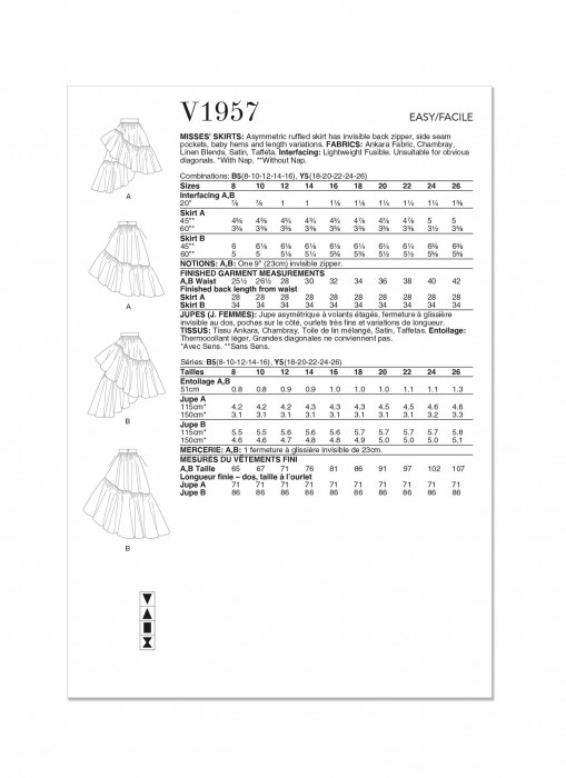 V1957 VOGUE Schnittmuster Volantrock