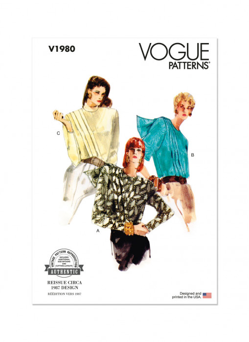 V1980 VOGUE Schnittmuster Vintage Bluse 80er Jahre