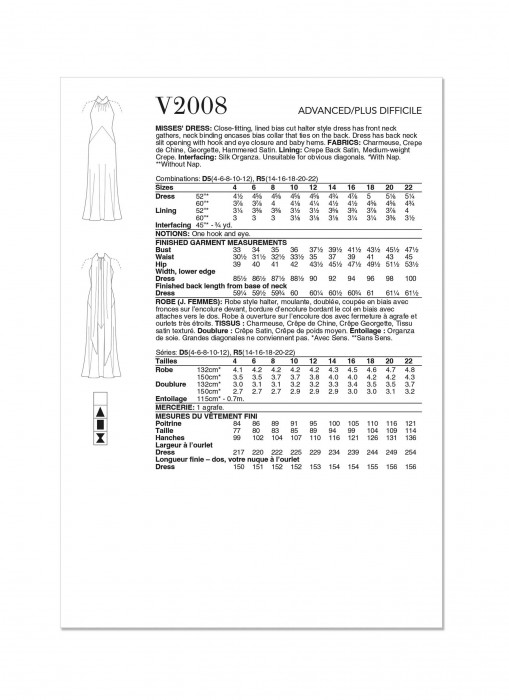 V2008 VOGUE Schnittmuster Designer-Abendkleid