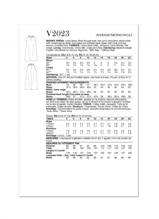 V2023 VOGUE Schnittmuster Designerkleid