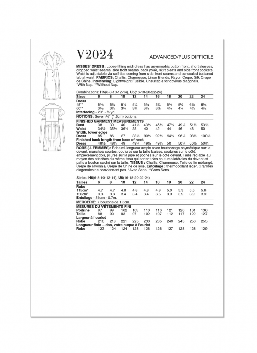 V2024 VOGUE Schnittmuster Designerkleid