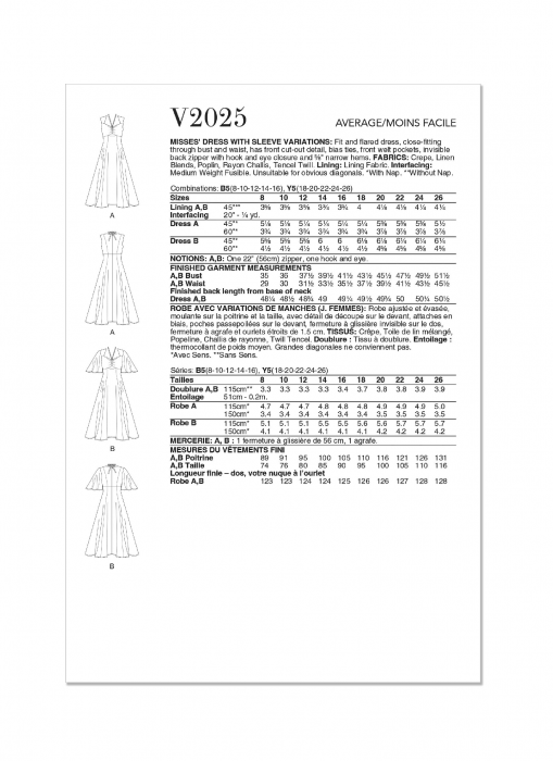 V2025 VOGUE Schnittmuster Sommerkleid