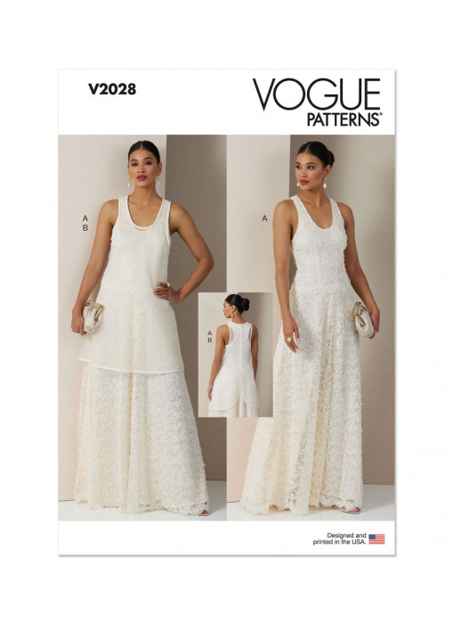 V2028 VOGUE Schnittmuster Abendkleid mit Überkleid