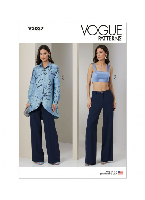 V2037 VOGUE Schnittmuster Bluse Crop-Top Hose