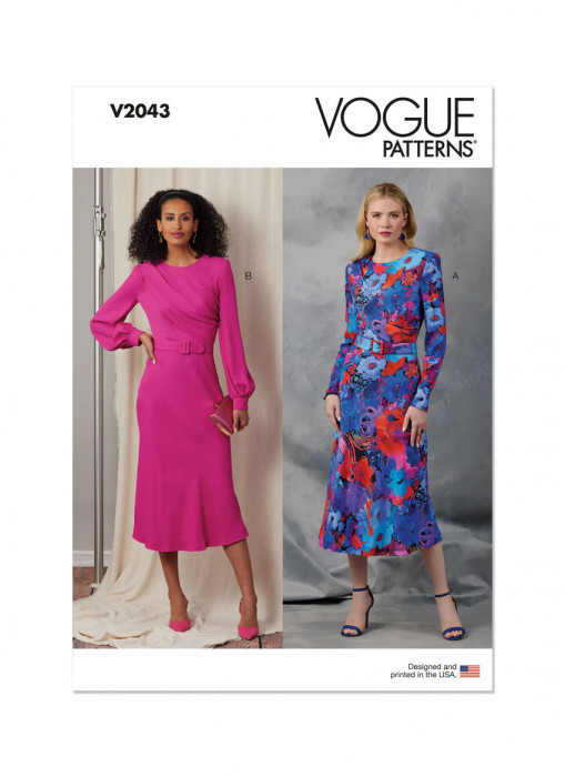 V2043 VOGUE Schnittmuster Kleid mit Gürtel