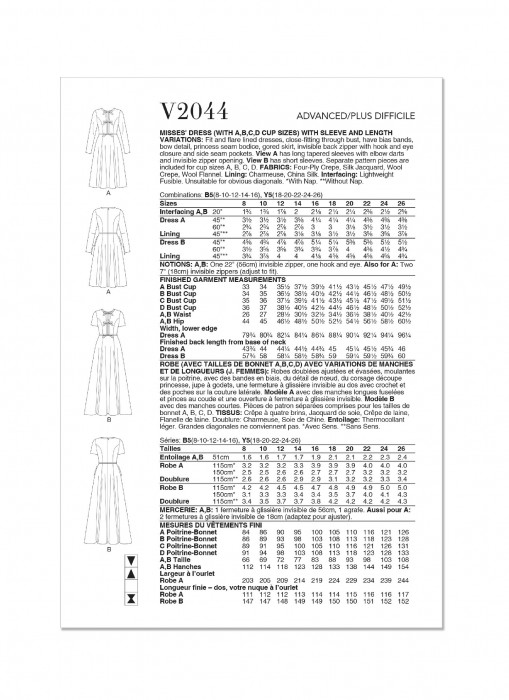 V2044 VOGUE Schnittmuster Custom Fit Kleid