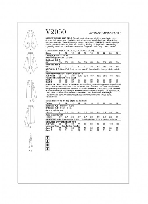 V2050 VOGUE Schnittmuster Zipfelrock