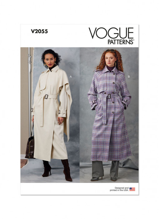 V2055 VOGUE Schnittmuster Trenchcoat mit Gürtel