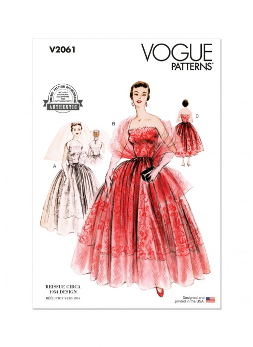 V2061 VOGUE Schnittmuster Vintage 50er Jahre Kleid