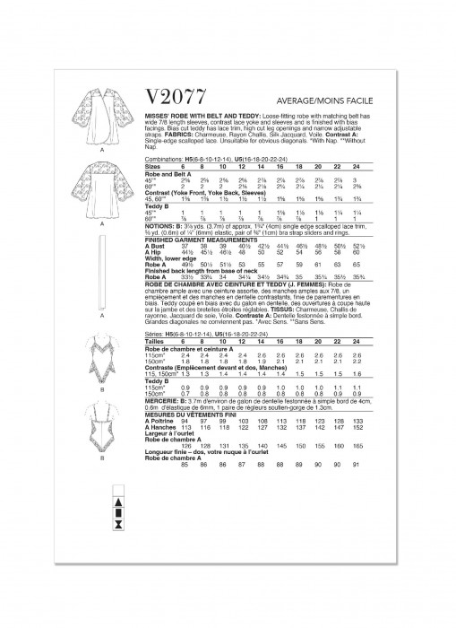 V2077 VOGUE Schnittmuster Morgenmantel Body