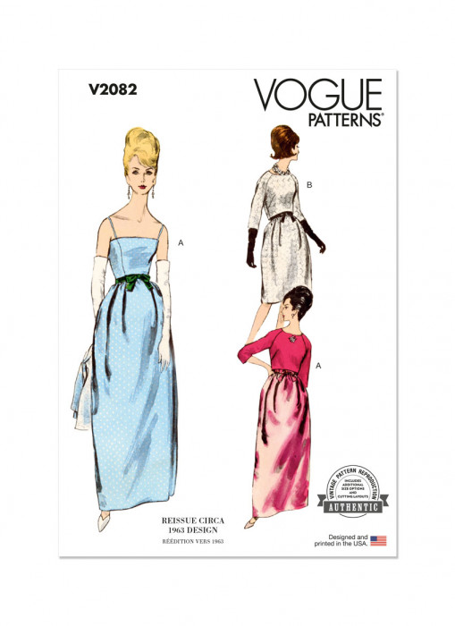 V2082 VOGUE Vintage Schnittmuster 60er Jahre Abendkleid