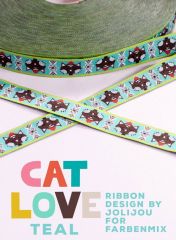 farbenmix Webband CAT LOVE TEAL von jolijou