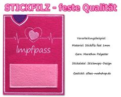 Stickfilz waschbar fest 1mm - rosa - 20cmx90cm