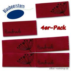 Handmade Label Pusteblume rot 4er-Pack