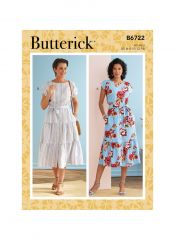 B6722 Butterick Schnittmuster Kleid mit Volant