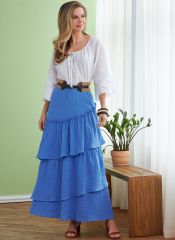 B6736 Butterick Schnittmuster Volantrock Maxirock