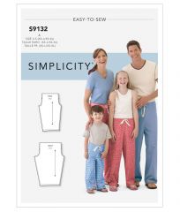 9132 Simplicity Schnittmuster FAMILY Pyjamahosen EASY