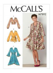 M7892 McCalls Schnittmuster Kleid Bluse Wickelkleid