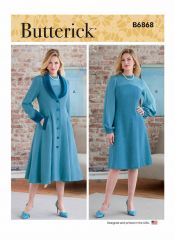 B6868 Butterick Schnittmuster Kleid Mantel