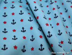 50cm Interlock-Jersey Anker blau by Poppy Fabrics