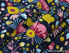 50cm Jerseystoff Flower by Poppy Fabrics dunkelblau