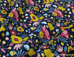 50cm Jerseystoff Flower by Poppy Fabrics dunkelblau