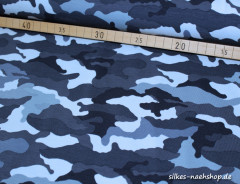 50cm Jerseystoff Camouflage by Poppy Fabric blau-grau