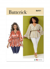 B6931 Butterick Schnittmuster Blusenshirt in Wickeloptik