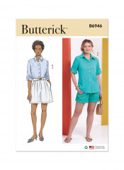 B6946 Butterick Schnittmuster Hemdbluse Shorts