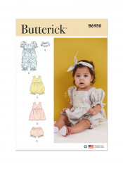 B6950 Butterick Schnittmuster Baby-Kombination für Mädchen