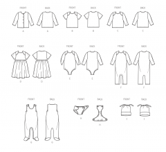 B6970 Butterick Schnittmuster Baby-Erstausstattung