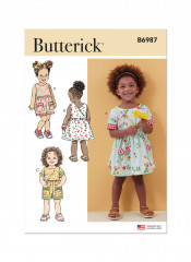 B6987 Butterick Schnittmuster Kinderkleid Kinderoverall