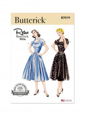 B7019 Butterick Retro Schnittmuster 50er-Jahre Kleid