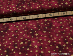 50cm Baumwollstoff BATIK STARS & DOTS rot-gold