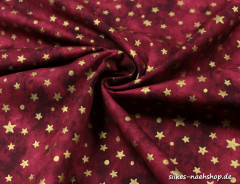 50cm Baumwollstoff BATIK STARS & DOTS rot-gold