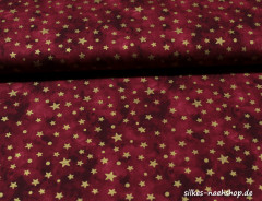 50cm Baumwollstoff BATIK STARS & DOTS rot-gold