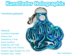 Kunstleder Holografik blau-türkis irisierend 22cm x 66cm