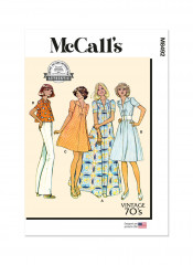 M8492 McCalls Schnittmuster Retro Kleid Bluse 70er Jahre