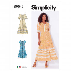 9542 Simplicity Schnittmuster Kleider mit Karree-Ausschnitt