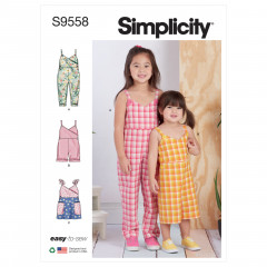 9558 Simplicity Schnittmuster Kinder Overall Kleid EASY!