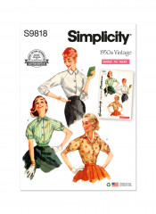 9818 Simplicity Schnittmuster Vintage Bluse 50er Jahre