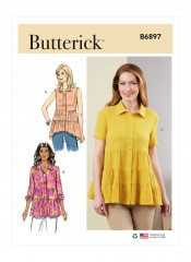 B6897 Butterick Schnittmuster Hemdbluse mit Volants