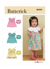 B6903 Butterick Schnittmuster Babykleid mit Hose