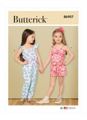 B6907 Butterick Schnittmuster Kinder Overall Jumpsuit