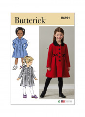 B6921 Butterick Schnittmuster Mädchen Mantel